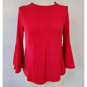 Crown & Ivy Long‎ Sleeve Bell Sleeve Blouse Solid Red Womens large